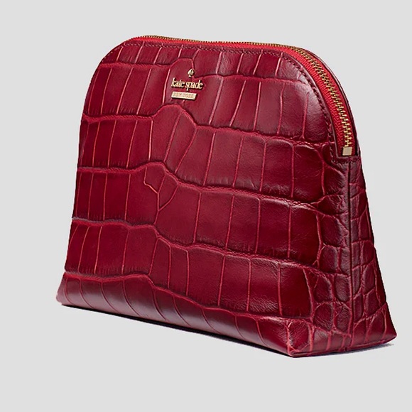 Kate Spade Murray Street Luxe Briley Pouch Red (faux croc) cosmetic bag NWT - Picture 4 of 9